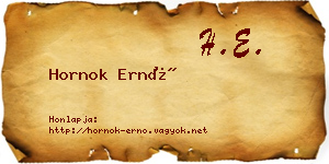 Hornok Ernő névjegykártya